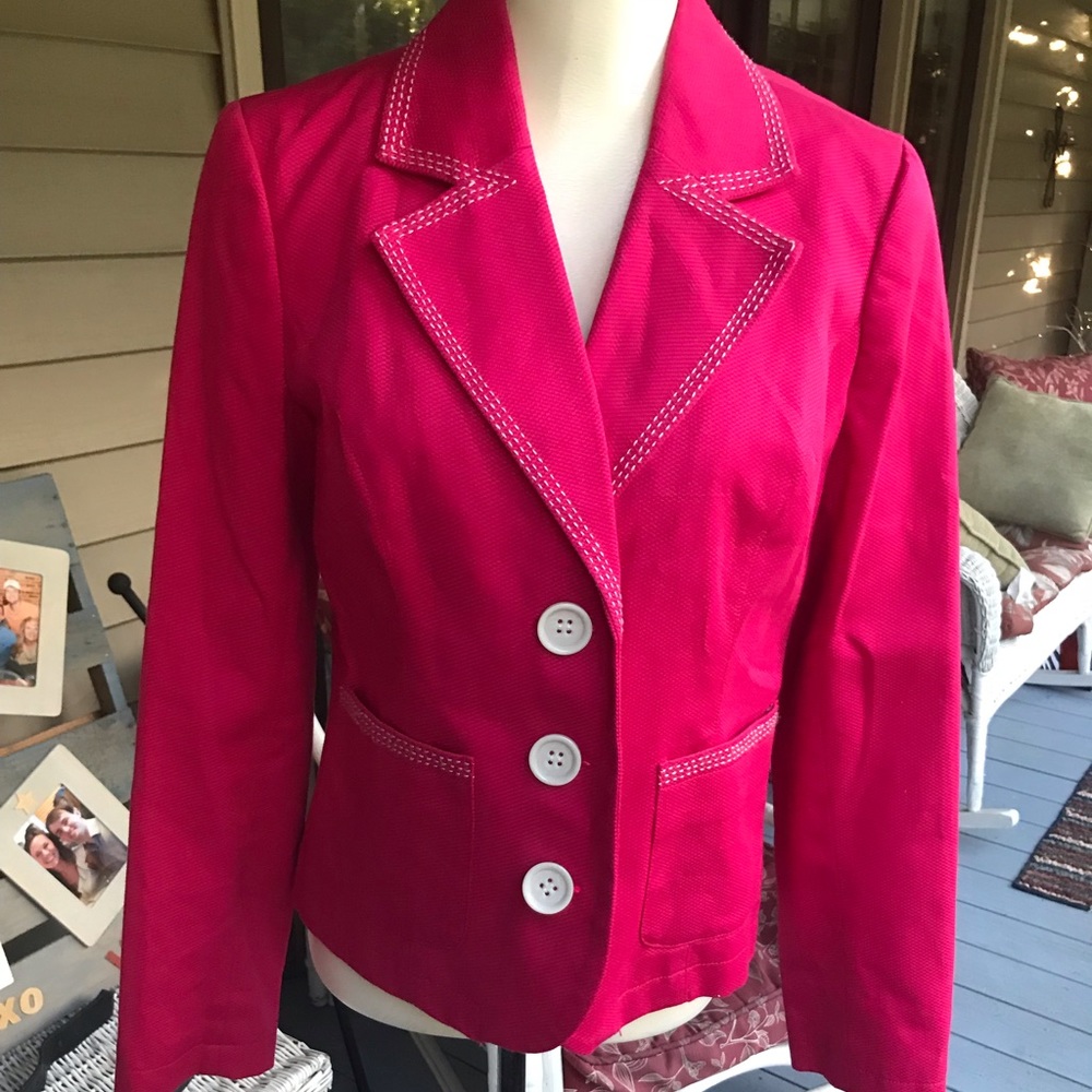 Hot Pink Charter Club Jacket with White Buttons